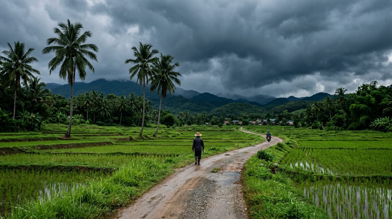 Rice terraces in the Mae Sa Valley below morning cloud