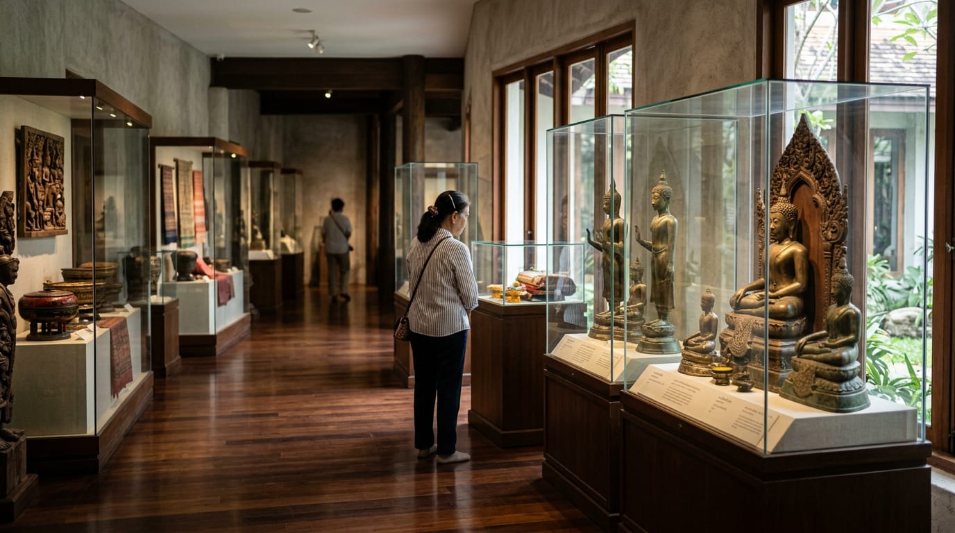 Lanna-style museum building with carved teak façade