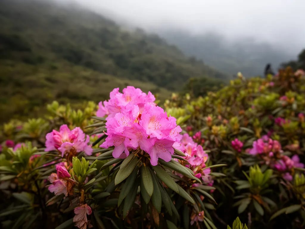 Rhododendron in flower at 2,200 m elevation