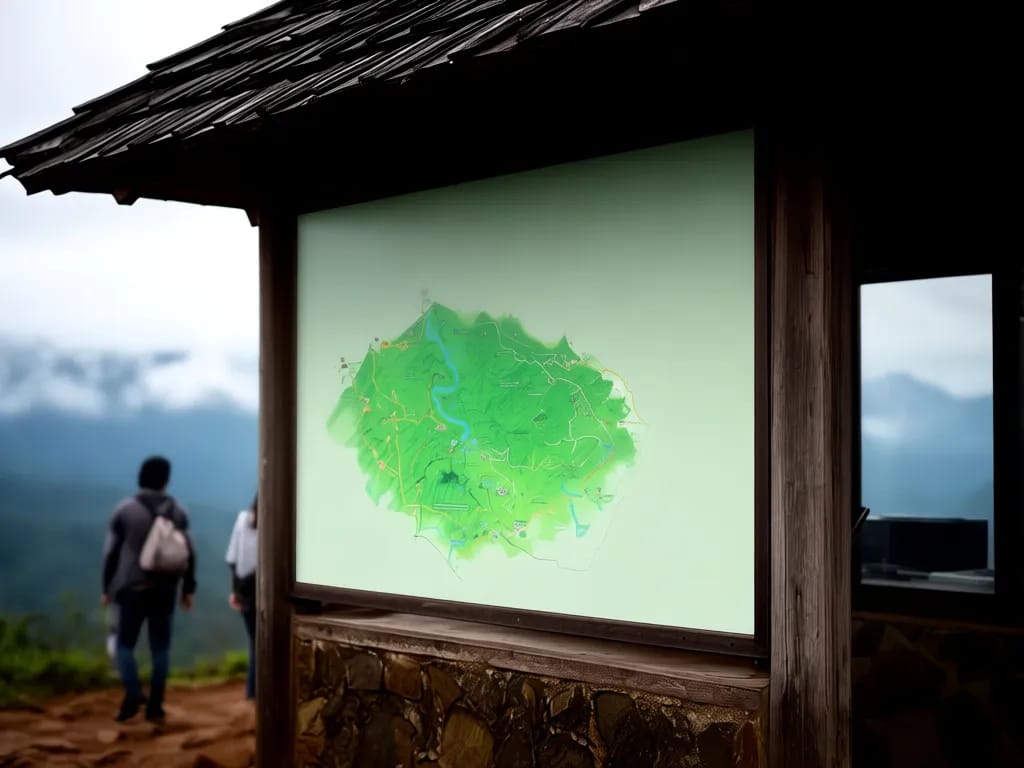 Visitor centre at the summit area with the park map display