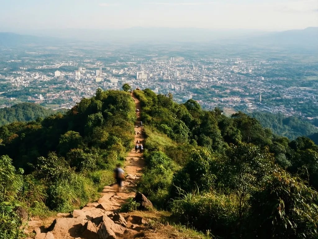 View south from the Doi Pui summit ridge towards Chiang Mai city